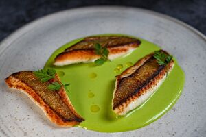 Lemon sole with watercress sauce