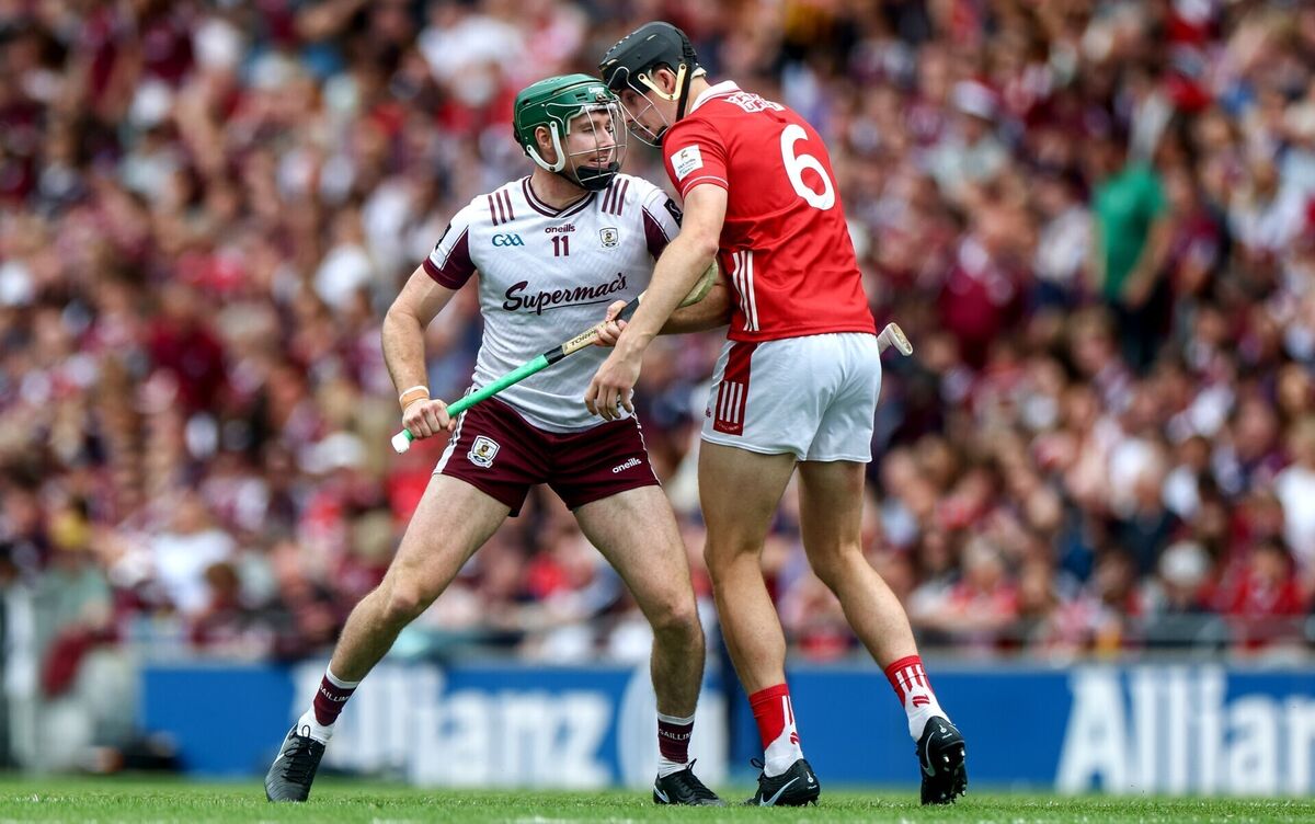 Galway's Cathal Mannion comes up against Rob Downey of Cork. Pic: James Crombie/Inpho Galway's Cathal Mannion comes up against Rob Downey of Cork. Pic: James Crombie/Inpho