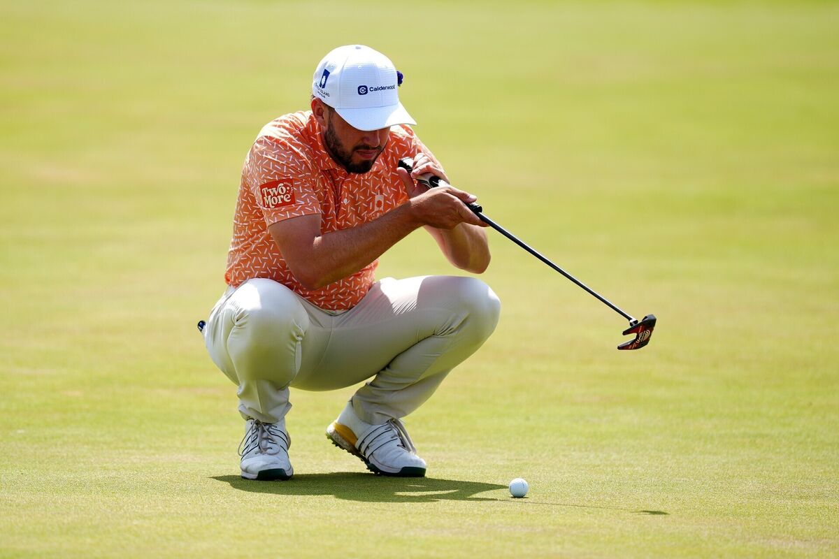 Howard lining up his putt on the 8th. Pic: David Davies/PA Howard lining up his putt on the 8th. Pic: David Davies/PA
