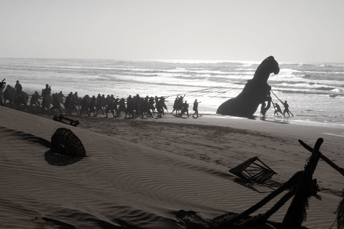 The Wooden Horse in 'The Odyssey' by Christopher Nolan. The Wooden Horse in 'The Odyssey' by Christopher Nolan.