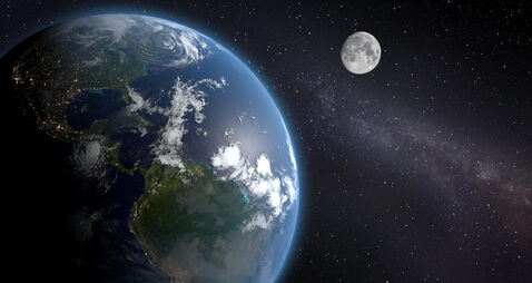 Earth and Moon. Space view,Universe Concept.