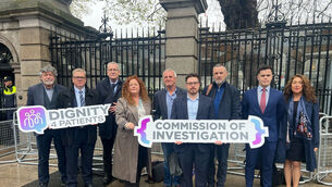 <p>Peter O’Connor, Ian Russell, Ian Armstrong, Adrienne Reilly, chief executive of Dignity4Patients, Cianan Murray, Larry Torris, Gerard Murray, Phoenix Law solicitor Diarmuid Brecknell and Janet Mulroy, who is an advocacy caseworker, outside Leinster House following their meeting with Taoiseach Micheal Martin when they called for a public inquiry into the offences of former surgeon and convicted sex offender Michael Shine (PA)</p> <p>Peter O’Connor, Ian Russell, Ian Armstrong, Adrienne Reilly, chief executive of Dignity4Patients, Cianan Murray, Larry Torris, Gerard Murray, Phoenix Law solicitor Diarmuid Brecknell and Janet Mulroy, who is an advocacy caseworker, outside Leinster House following their meeting with Taoiseach Micheal Martin when they called for a public inquiry into the offences of former surgeon and convicted sex offender Michael Shine (PA)</p>