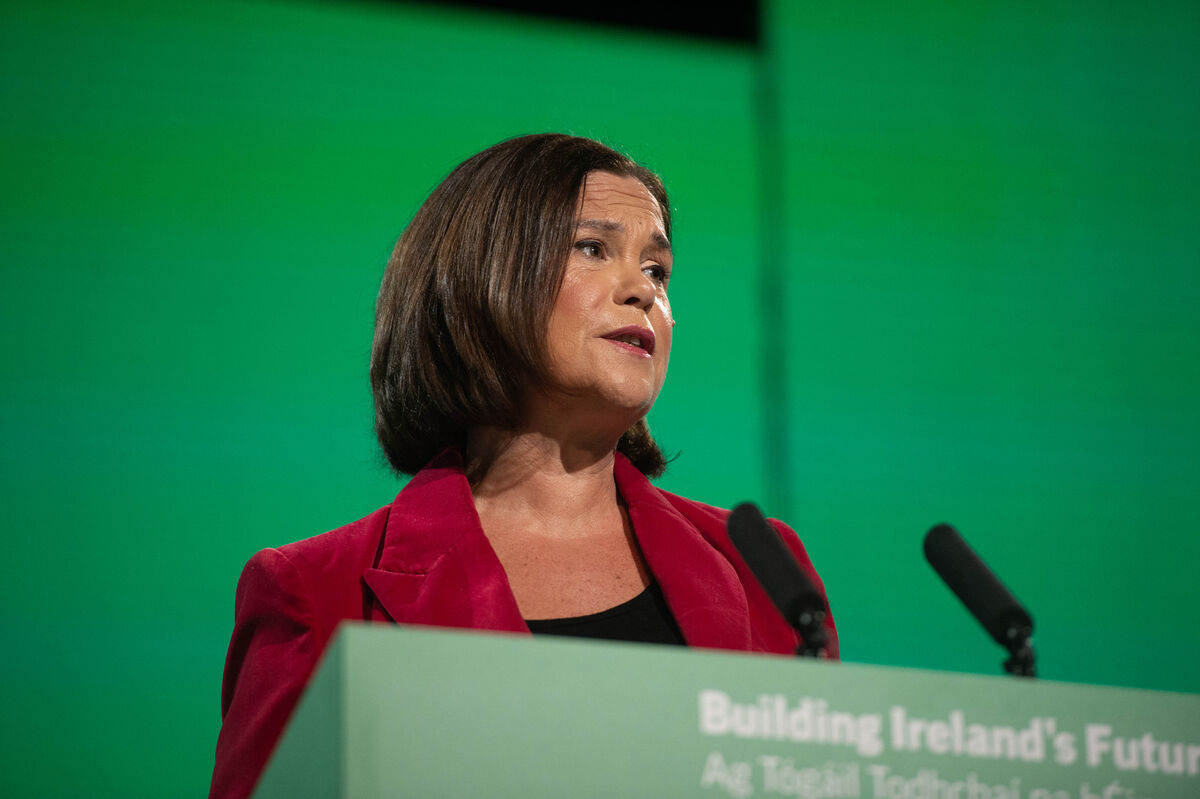 Sinn Féin President Mary Lou McDonald at the Sinn Féin ard fheis in Belfast, where she insisted she would lead the party into the next general election and retains the support of members. Sinn Féin President Mary Lou McDonald at the Sinn Féin ard fheis in Belfast, where she insisted she would lead the party into the next general election and retains the support of members.