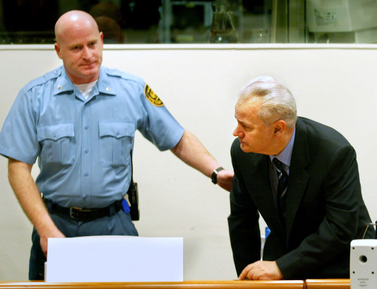 Former Yugoslav president Slobodan Milosevic at the UN war crimes tribunal in The Hague in 2002. File photo: AP/Robin Utrecht/ANP Former Yugoslav president Slobodan Milosevic at the UN war crimes tribunal in The Hague in 2002. File photo: AP/Robin Utrecht/ANP