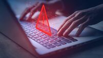 System hacked warning alert on notebook (Laptop). Cyber attack on computer network, Virus, Spyware, Malware or Malicious softwar