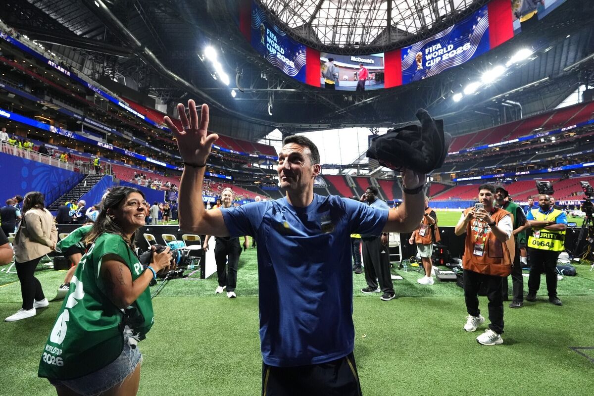 Argentina manager Lionel Scaloni celebrates in front of the fans following victory in the FIFA World Cup 2026 semi-final match at the Atlanta Stadium. Pic: Nick Potts/PA Wire. Argentina manager Lionel Scaloni celebrates in front of the fans following victory in the FIFA World Cup 2026 semi-final match at the Atlanta Stadium. Pic: Nick Potts/PA Wire.
