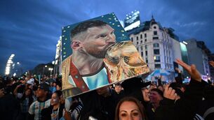 <p>Fans celebrate Argentina's victory over England in the 2026 FIFA World Cup semi-final football match at the Obelisk in Buenos Aires. Pic: Luis ROBAYO / AFP via Getty Images</p>