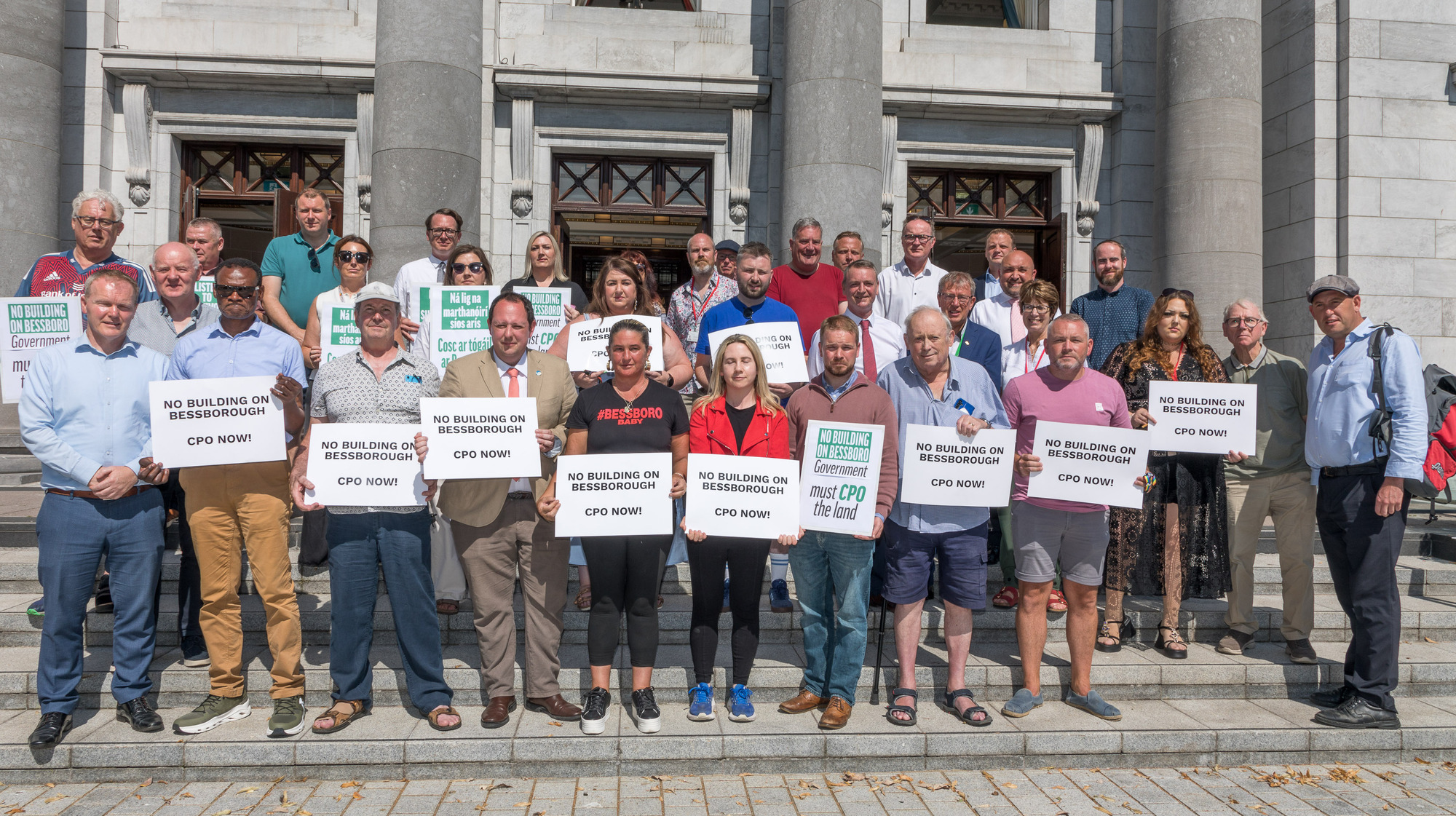 Cork Oireachtas members and councillors joined survivors on the steps of Cork City Hall this week to demand the State should buy the site of the former mother and baby institution at Bessborough. Picture: David Creedon