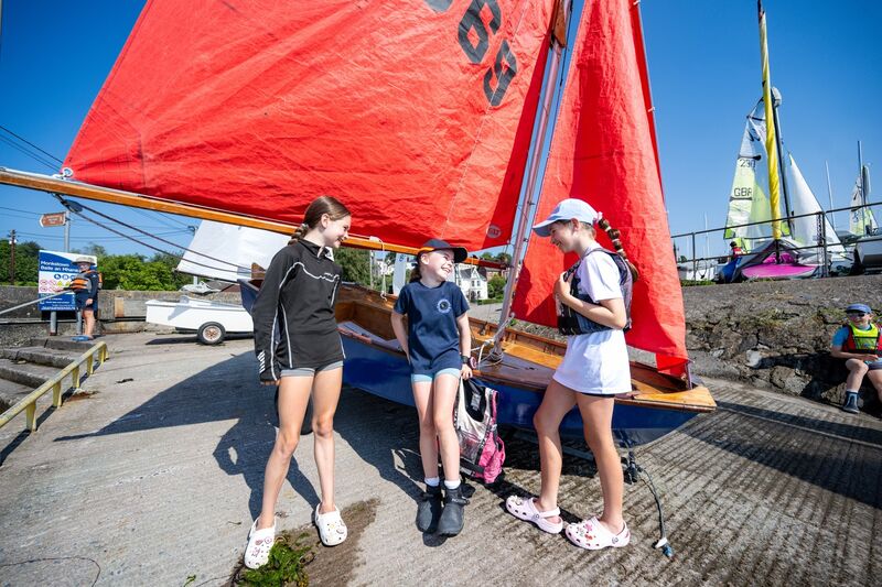 Beatrice O’Sullivan, Mary Keneally, and Eva Ryan enjoy the sunshine during a sailing camp in Monkstown, Co Cork. Picture: Chani Anderson
