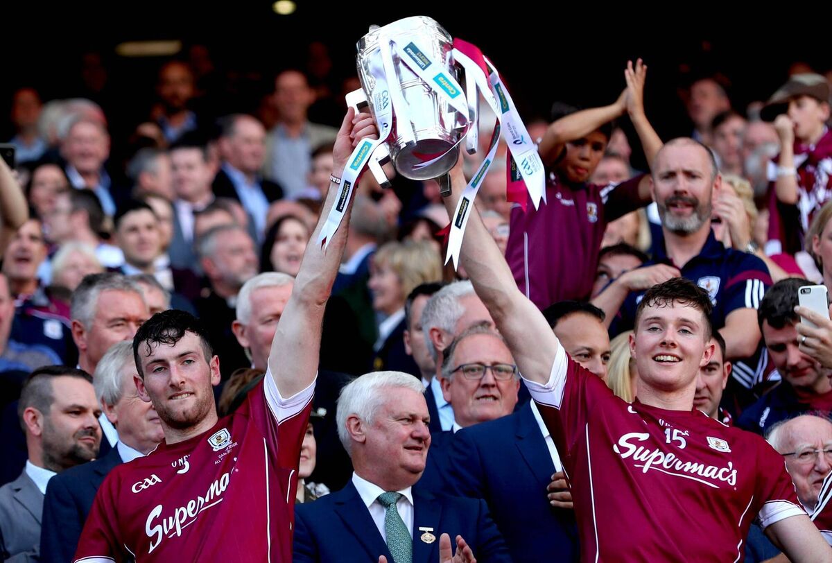 Galway's Padraic Mannion and Cathal Mannion lift the Liam McCarthy Cup. Pic: James Crombie/Inpho Galway's Padraic Mannion and Cathal Mannion lift the Liam McCarthy Cup. Pic: James Crombie/Inpho