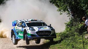 <p>Kilrea's Josh McErlkean (Ford Puma Rally1) and his Killeagh co-driver Eoin Treacy hold eighth overall in Delfi Rally Estonia, the ninth round of the World Rally Championship. Pic: M-Sport Ford. </p>