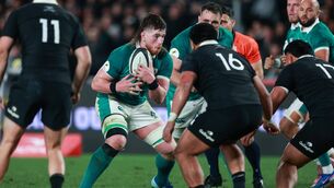 <p>Ireland's Joe McCarthy comes up against Asafo Aumua of New Zealand. Pic: INPHO/Photosport/Craig Butland</p>