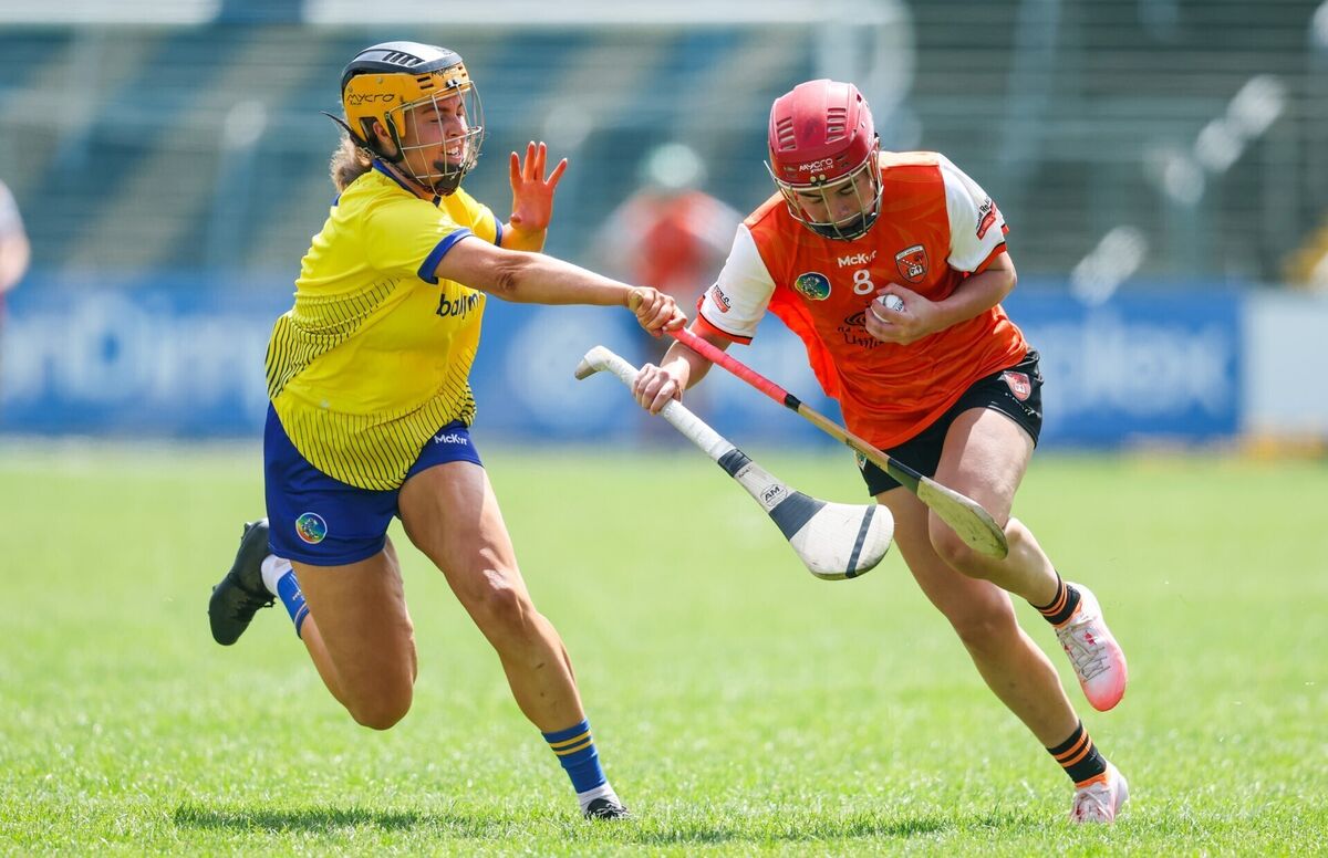Armagh’s Katie Convie is hunted down by Sinéad Mannion of Roscommon. Pic: Nick Elliott/Inpho Armagh’s Katie Convie is hunted down by Sinéad Mannion of Roscommon. Pic: Nick Elliott/Inpho