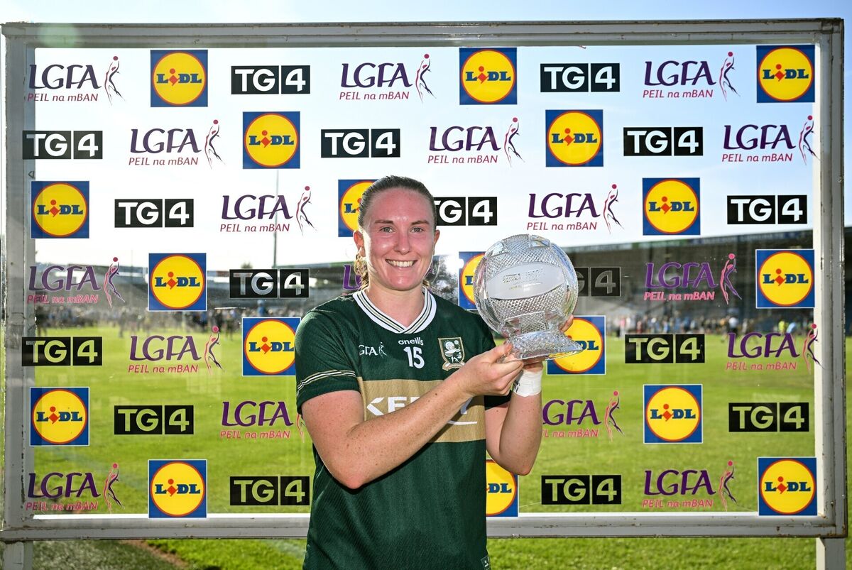 Kerry's Síofra O’Shea with her Player of the Match award following the LGFA TG4 All-Ireland Senior Championship semi-final win against Dublin. Pic: Sam Barnes/Sportsfile