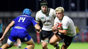 <p>Ireland's Charlie Molony comes up against Luca De Novellis of Italy. Pic: INPHO/Vakho Chikvaidze</p> <p>Ireland's Charlie Molony comes up against Luca De Novellis of Italy. Pic: INPHO/Vakho Chikvaidze</p>