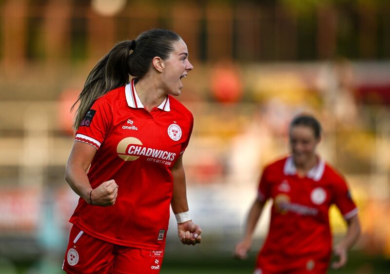 Watkins celebrates the first goal. Pic: Mark Kavanagh/Sportsfile