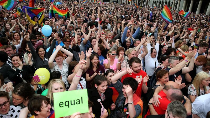 Celebrations at Dublin Castle as the result of the 34h Referendum is announced. Trevor Hynes says he vowed to ‘pay it forward’ after the vote to legalise same-sex marriage was passed. File picture: Brian Lawless/PA Celebrations at Dublin Castle as the result of the 34h Referendum is announced. Trevor Hynes says he vowed to ‘pay it forward’ after the vote to legalise same-sex marriage was passed. File picture: Brian Lawless/PA