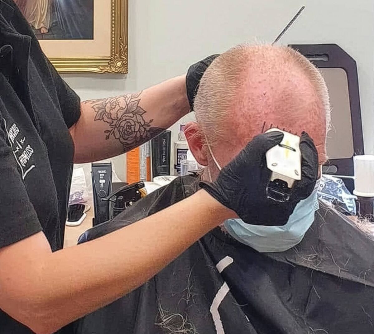 One of the Haircuts 4 Homeless Ireland clients opted for a close shave. Trevor Hynes says: ‘I just see the people here the same way I see any of the clients who come into the salon where I work’. Picture: Moya Nolan One of the Haircuts 4 Homeless Ireland clients opted for a close shave. Trevor Hynes says: ‘I just see the people here the same way I see any of the clients who come into the salon where I work’. Picture: Moya Nolan