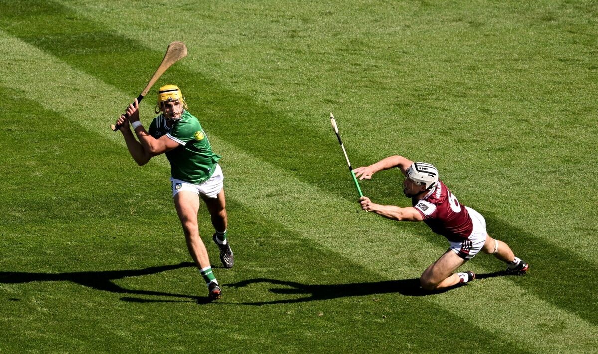 Cathal O'Neill of Limerick in action against Daithí Burke of Galway. Pic: Daire Brennan/Sportsfile Cathal O'Neill of Limerick in action against Daithí Burke of Galway. Pic: Daire Brennan/Sportsfile