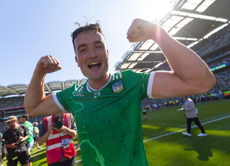 Limerick's Kyle Hayes celebrate’s after the game Limerick's Kyle Hayes celebrate’s after the game