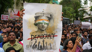 The movement is demanding the resignation of education minister Dharmendra Pradhan over alleged examination irregularities and repeated paper leaks (AP) The movement is demanding the resignation of education minister Dharmendra Pradhan over alleged examination irregularities and repeated paper leaks (AP)