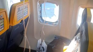 <p>Ryanair CEO Michael O'Leary said on Monday that an initial finding from a probe into an incident in which a passenger was partly sucked out of a Boeing 737's BA.N broken window suggested "foreign object damage."</p> <p>Ryanair CEO Michael O'Leary said on Monday that an initial finding from a probe into an incident in which a passenger was partly sucked out of a Boeing 737's BA.N broken window suggested "foreign object damage."</p>
