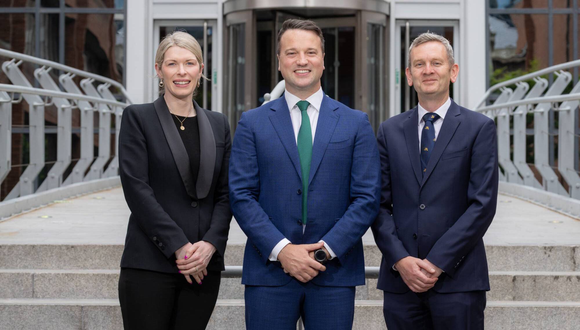 EY Law new role: Louisa Burke, Corman Gilroy and Alan Murphy at EY’s Dublin office. 