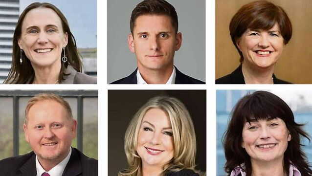 <p>New roles: (top row) Marie Melody, Paddy Ward, Maura Connolly; (bottom row) Scott Kelley, Susan Whelan, Dr Eva Barrett. </p>