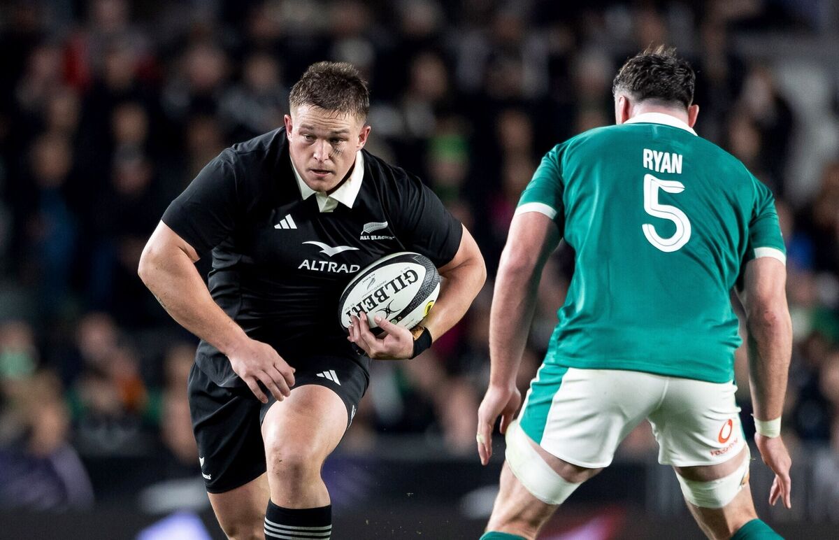 New Zealand's Ethan de Groot comes up against James Ryan. Pic: ©INPHO/Photosport/Brett Phibbs. New Zealand's Ethan de Groot comes up against James Ryan. Pic: ©INPHO/Photosport/Brett Phibbs.