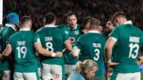 2026 Nations Championship Southern Hemisphere Series New Zealand All Blacks vs Ireland James Ryan during a team huddle 18/7/2026