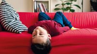Bored child on living room.