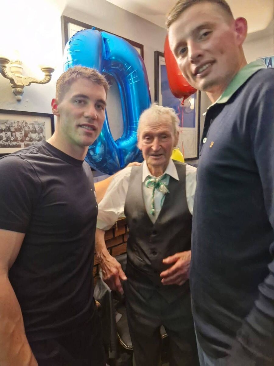 Limerick hurlers Gearóid Hegarty and Seán Finn at the 90th birthday party of Mikey "Loaf of Bread" Ryan. Pic: Turlough McNamara Limerick hurlers Gearóid Hegarty and Seán Finn at the 90th birthday party of Mikey "Loaf of Bread" Ryan. Pic: Turlough McNamara