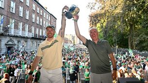 <p>Limerick captain Cian Lynch and manager John Kiely with the Liam MacCarthy cup at the homecoming celebration in Pery Square on Monday. Picture: Piaras Ó Mídheach/Sportsfile</p> <p>Limerick captain Cian Lynch and manager John Kiely with the Liam MacCarthy cup at the homecoming celebration in Pery Square on Monday. Picture: Piaras Ó Mídheach/Sportsfile</p>