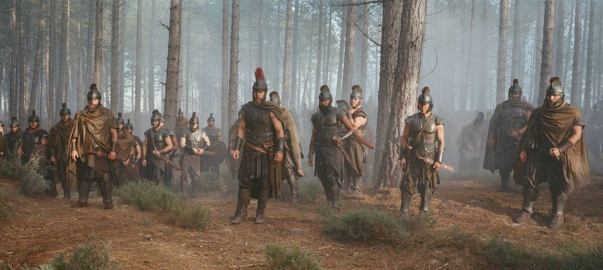 Matt Damon (centre) as Odysseus in a scene from The Odyssey. Matt Damon (centre) as Odysseus in a scene from The Odyssey.
