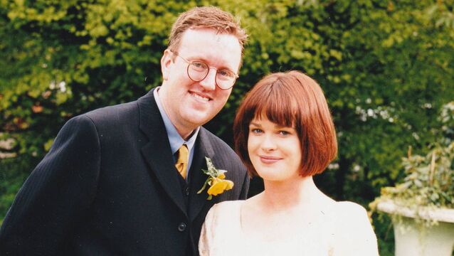 <p>Teresa Mannion and her husband Dave on their wedding day. </p>