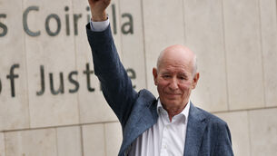 <p>Osgur Breatnach outside the Criminal Courts of Justice in Dublin, after he had his conviction for the Sallins train robbery declared a miscarriage of justice. Photo: Collins Courts</p> <p>Osgur Breatnach outside the Criminal Courts of Justice in Dublin, after he had his conviction for the Sallins train robbery declared a miscarriage of justice. Photo: Collins Courts</p>