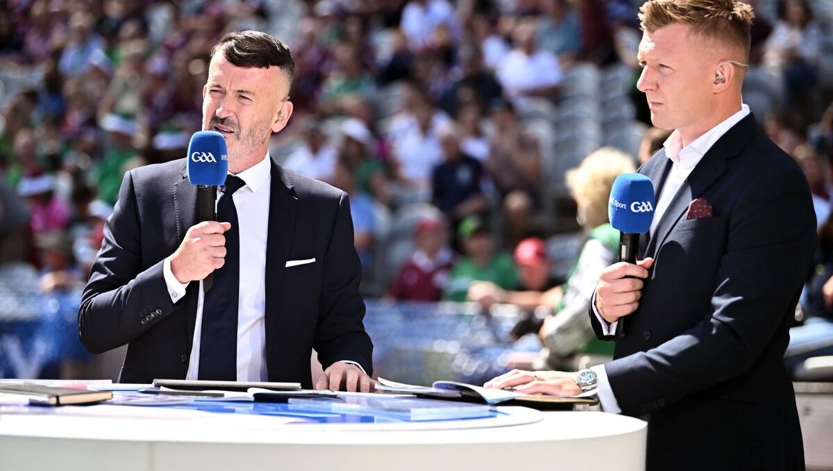 RTÉ Sport analysts Dónal Óg Cusack, left, and Joe Canning before the All-Ireland hurling final. Pic Piaras Ó Mídheach/Sportsfile