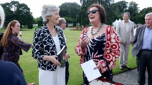 <p>President Catherine Connolly (left) and Jillian Godsil (right) at a garden party in Áras an Uachtarán where the President mingled freely among the guests, speaking with warmth and humour.</p> <p>President Catherine Connolly (left) and Jillian Godsil (right) at a garden party in Áras an Uachtarán where the President mingled freely among the guests, speaking with warmth and humour.</p>