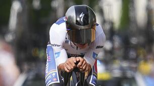 <p>Stage winner Belgium's Remco Evenepoel. Pic: Daniel Cole/AP</p> <p>Stage winner Belgium's Remco Evenepoel. Pic: Daniel Cole/AP</p>