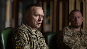 The new army chief, 43-year-old Major General Mykhailo Drapatyi, became known for his daring and courage in 2014, the year that Russia seized and illegally annexed Ukraine’s Crimean Peninsula (Ukrainian Presidential Press Office via AP)