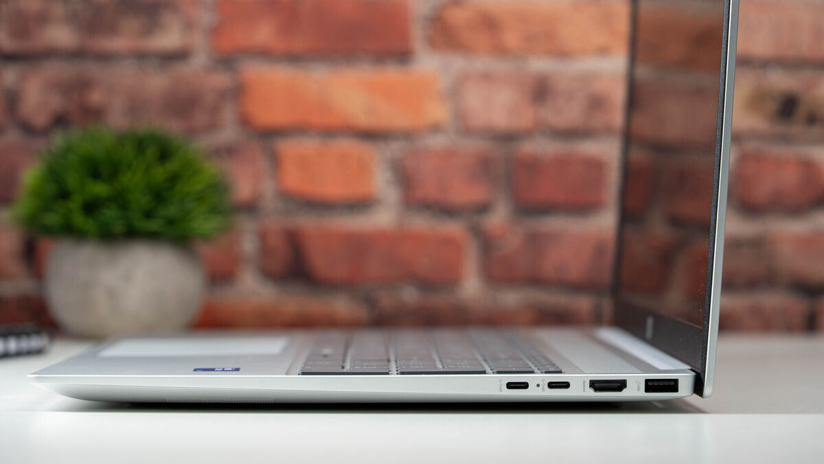 The HP OmniBook 5 has a generous selection of ports, including USB-C and HDMI 2.1. Picture: Noel Campion The HP OmniBook 5 has a generous selection of ports, including USB-C and HDMI 2.1. Picture: Noel Campion