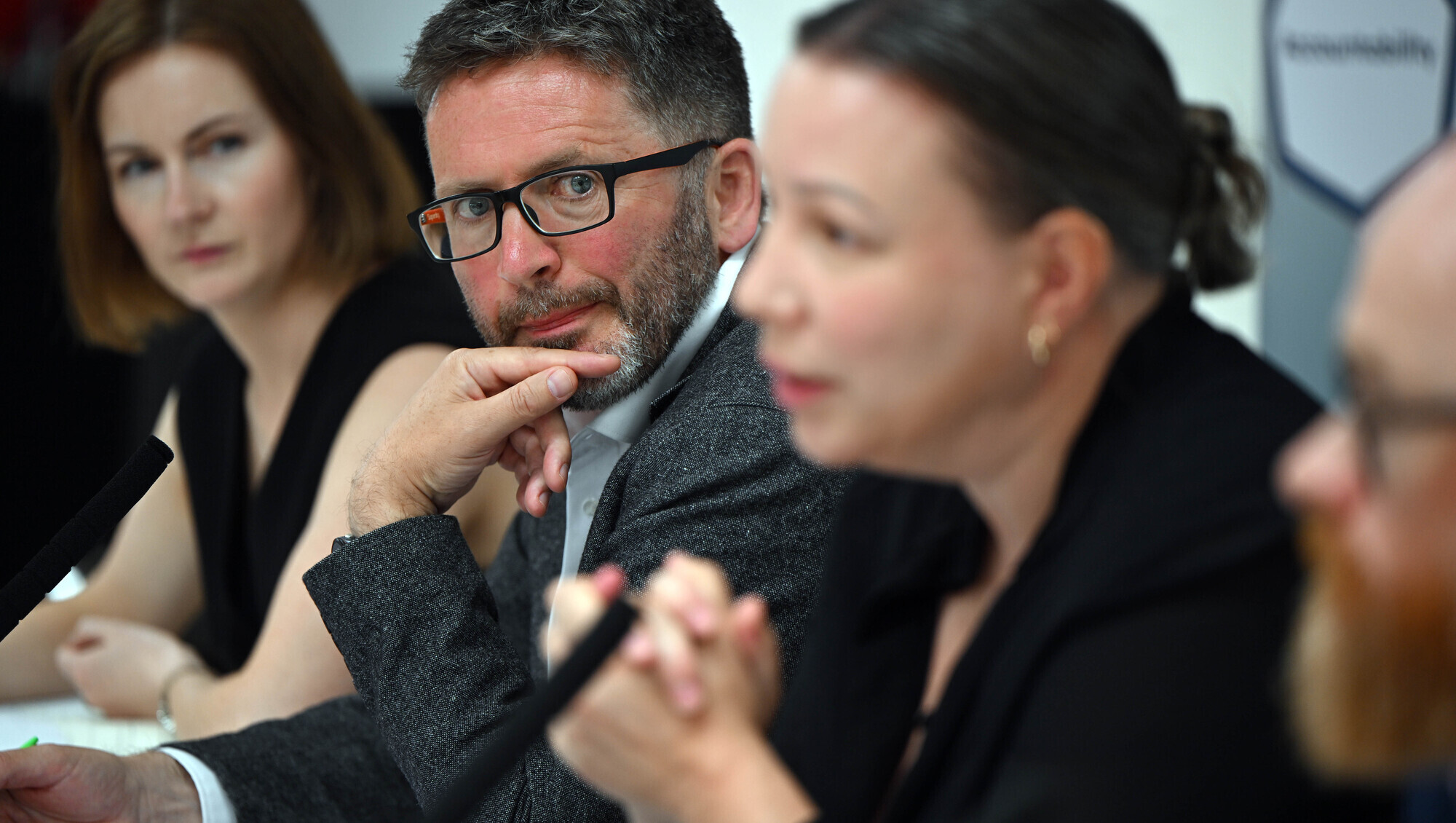 Louise Walsh, Daniel MacSweeney, Director of Authorised Intervention, Tuam, and Niamh McCullagh, forensic archaeologist at a media conference on Wednesday to mark the one-year anniversary of the first ever mass exhumation to take place at Tuam. Picture: Ray Ryan