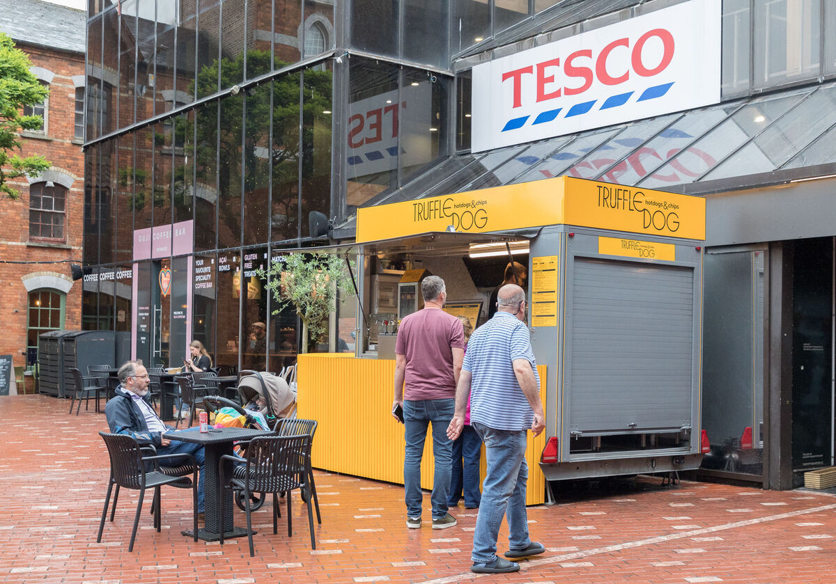 One of the food trucks 'The Truffle Dog' on the plaza at Paul Street. Picture: David Creedon One of the food trucks 'The Truffle Dog' on the plaza at Paul Street. Picture: David Creedon