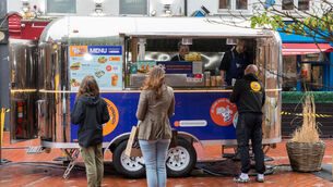 <p>One of the food trucks Little Vietnam on the plaza at Paul Street. Picture: David Creedon</p>