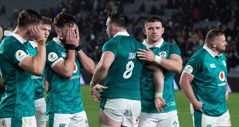 Hugo Keenan, Jack Conan and Nick Timoney dejected after the game 18/7/2026