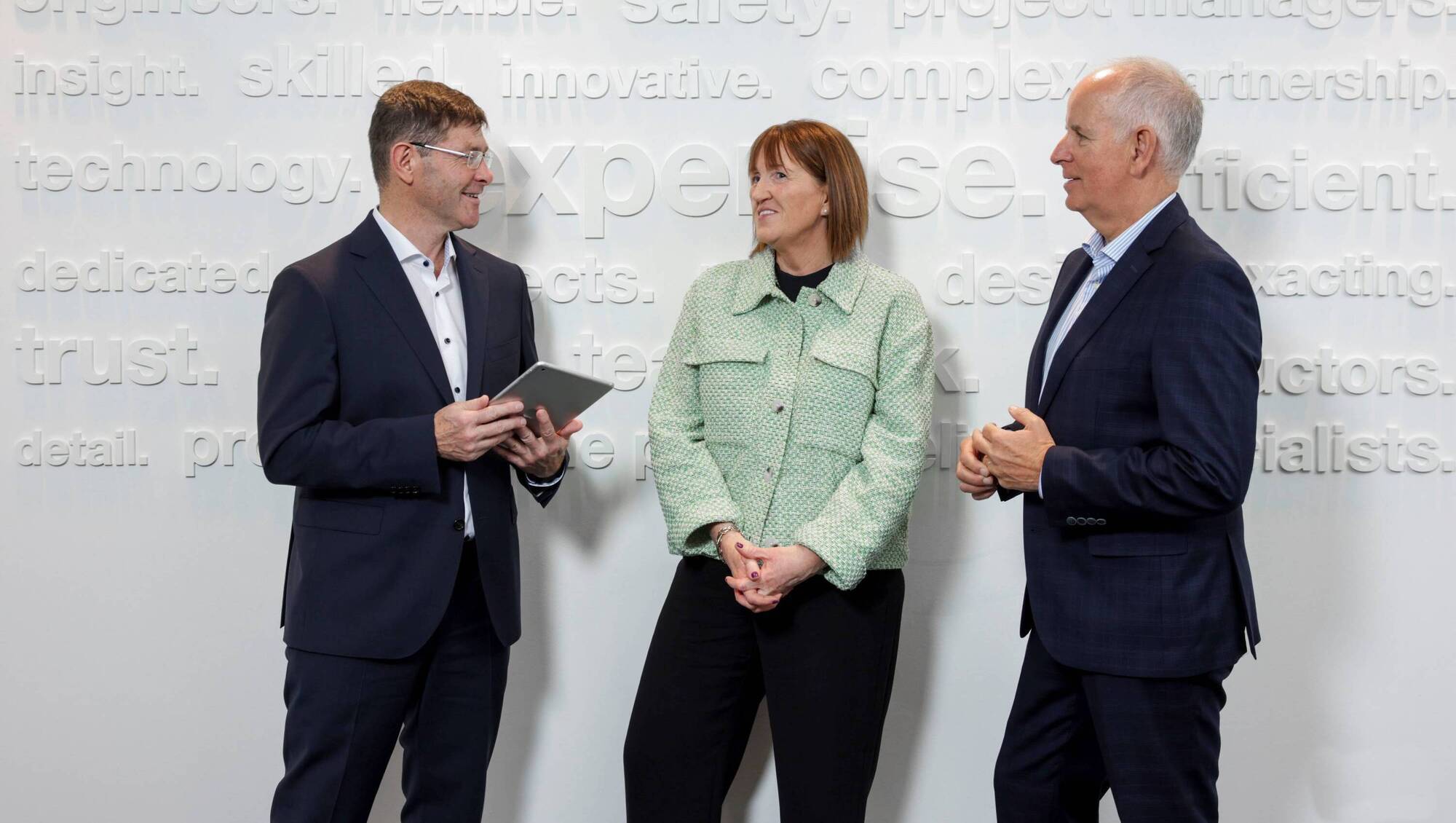 (Left to right) PM Group CEO, Anthony O'Rourke, CFO Rosita Fennell and chairman Brendan Jennings.