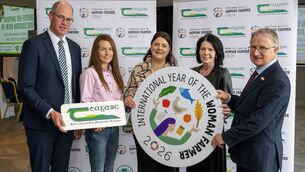 <p>(Left to right): Stan Lalor, Teagasc director of knowledge transfer, Carina Roseingrave, ambassador for International Year of the Woman Farmer 2026, Anne Kinsella Teagasc economist, Loreto Ferguson, Teagasc business delivery officer, and Professor Frank O’Mara, director of Teagasc. </p>