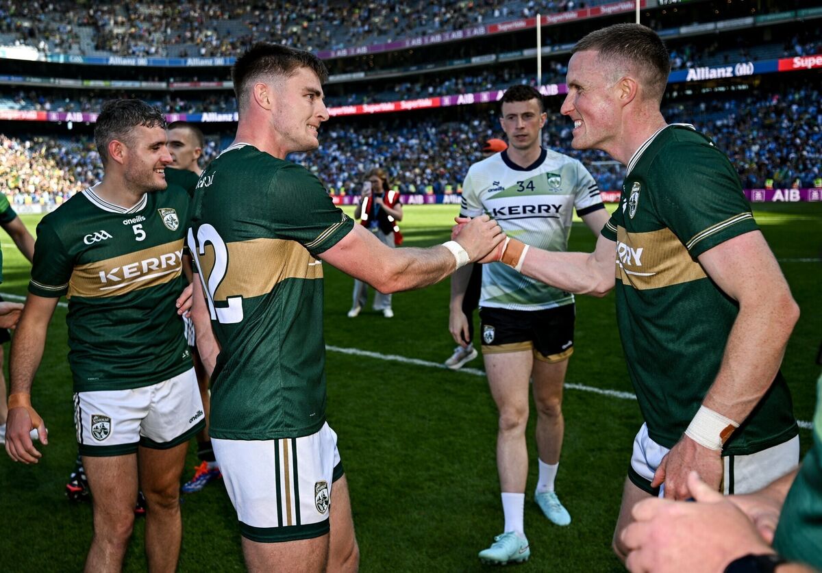 O'Connor, left, is embraced by Jason Foley after the Dublin semi-final at Croke Park. Pic: Ramsey Cardy/Sportsfile O'Connor, left, is embraced by Jason Foley after the Dublin semi-final at Croke Park. Pic: Ramsey Cardy/Sportsfile