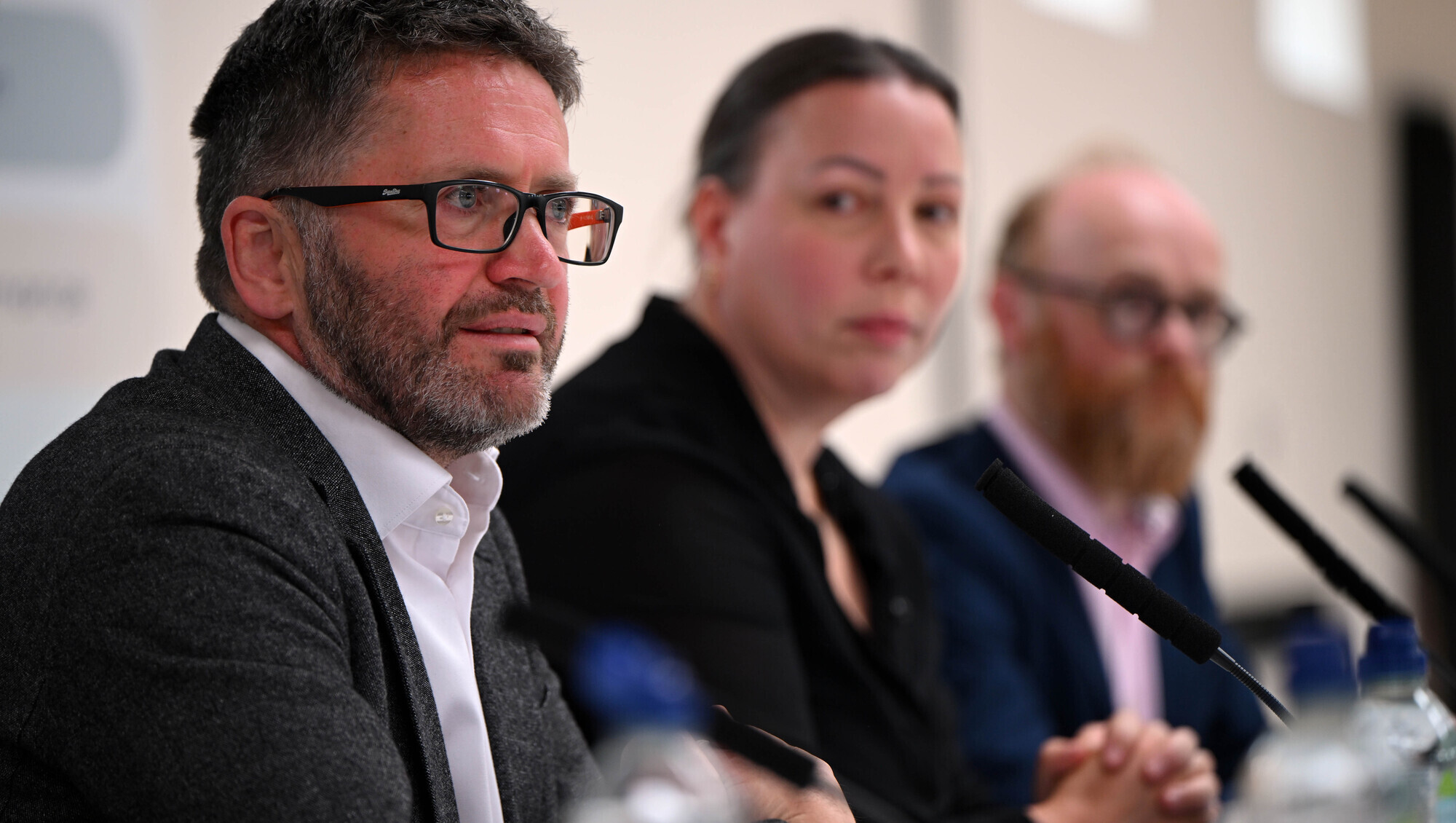 Daniel MacSweeney, director of authorised intervention, Tuam; Niamh McCullagh, forensic archaeologist; and Oran Finegan, forensic programme manager. Picture: Ray Ryan