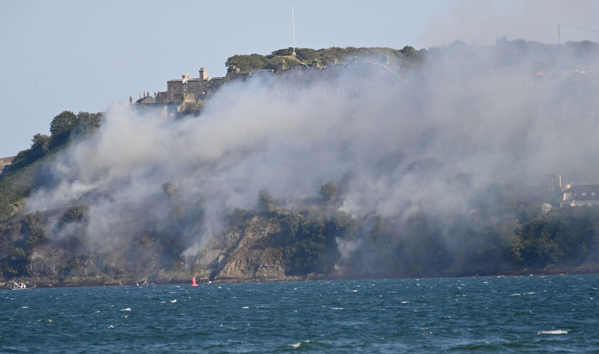 The gorse fire near Camden Fort Meagher, Crosshaven, Co Cork, on July 13 which threatened houses nearby. Picture: Eddie O'Hare The gorse fire near Camden Fort Meagher, Crosshaven, Co Cork, on July 13 which threatened houses nearby. Picture: Eddie O'Hare